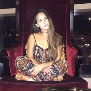 Printed black and orange Jumpsuit, worn once!